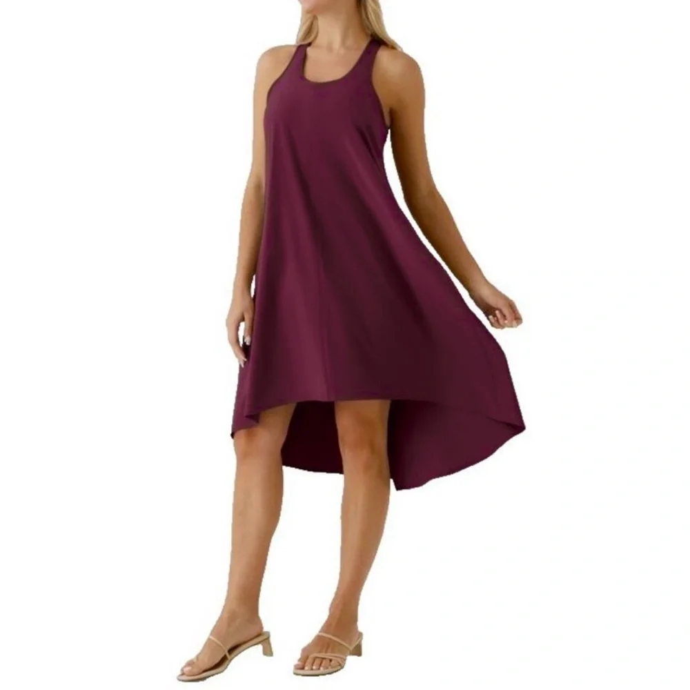 HALARA Sleeveless High Low Dress in Burgundy - Picture 1 of 8